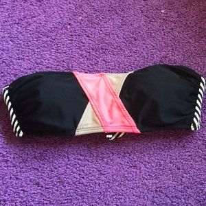 Color block striped bikini bandeau top